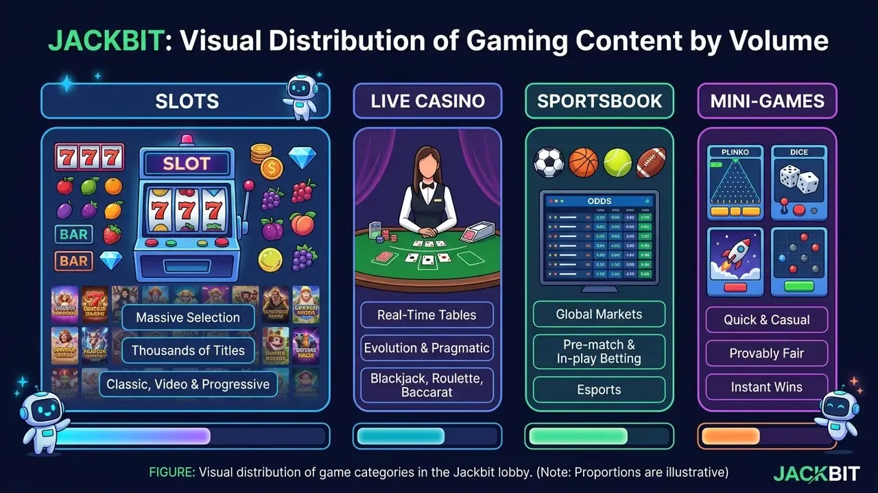 Jackbit Casino game categories and entertainment sections