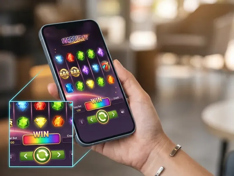 Starburst mobile Touch interface layout and spin controls